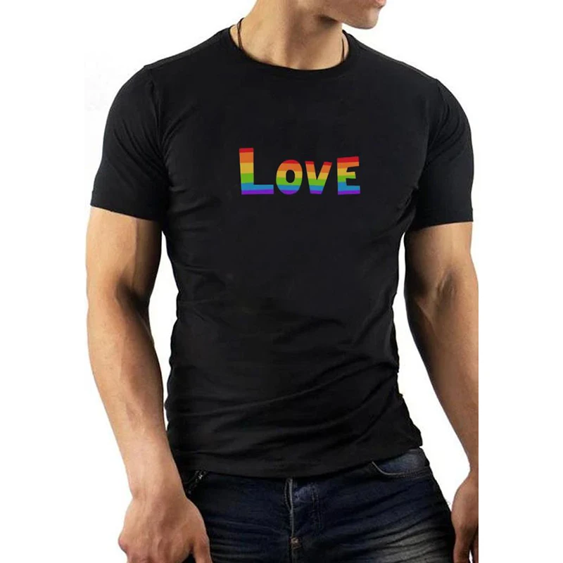 

Badassdude Rainbow Letter Printing Men's Casual Fashion T-shirt