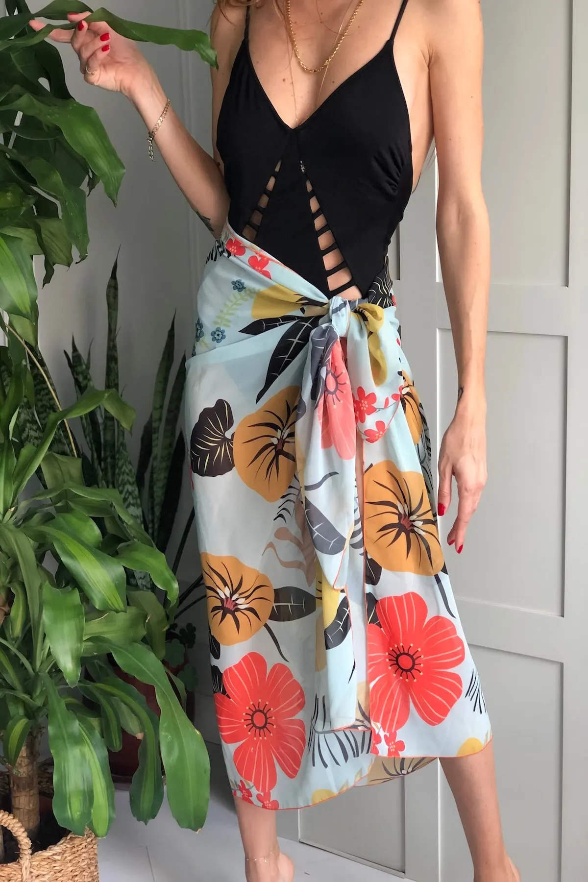 

Women's Pareo Hawaiian Swimwear Cover Up Dress Sexy Tunic Suit Beachwear Female Beach Bikini Cover Loose Mini Dress