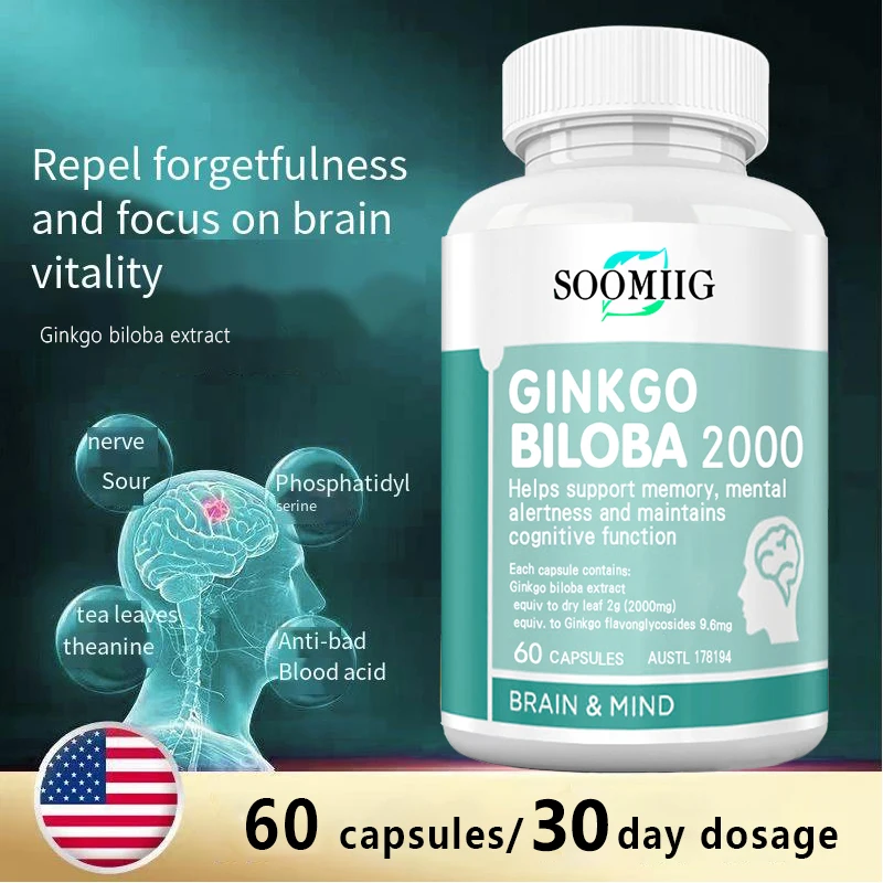 

Natural Ginkgo Biloba Extract - Boosts Energy, Brain & Memory, Mental Alertness, Boosts Blood Flow To The Brain, Free Shipping