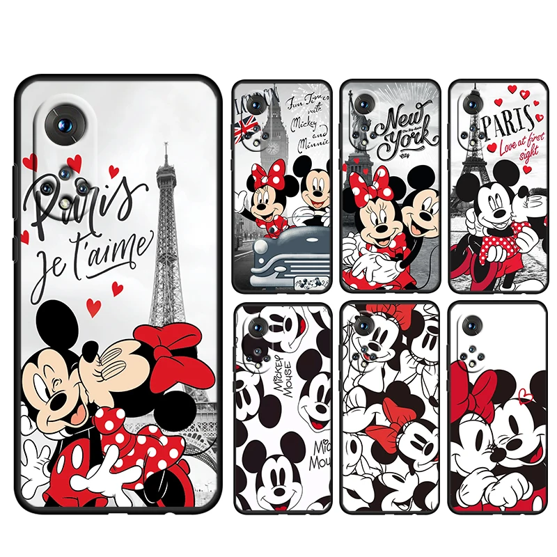 

Mickey Minnie London New York For Honor 80 70 60 50 30 20 20 10 9 9X 9A 9C X8 8A Pro Plus Lite 4G 5G Silicone Black Phone Case