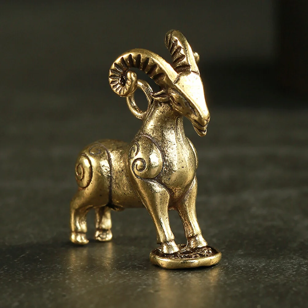 2 Pcs Lamb Decorative Ornaments Sheep Desktop Small Brass Pendant Mini Animals Exquisite Pendants Hanging Beads Jewelry