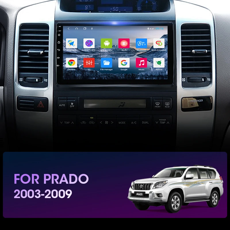 Автомагнитола JMCQ 2 Din Android 11 мультимедийный видеоплеер для Toyota LAND CRUISER Prado 120 2003-2009