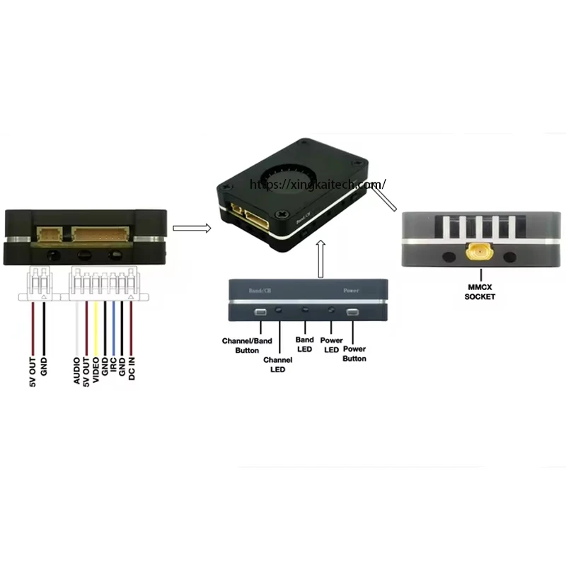 5 8G 2 Вт VTX 2500 МВт 48-канальный FPV видеопередатчик высокой мощности DC 7-36 В модуль