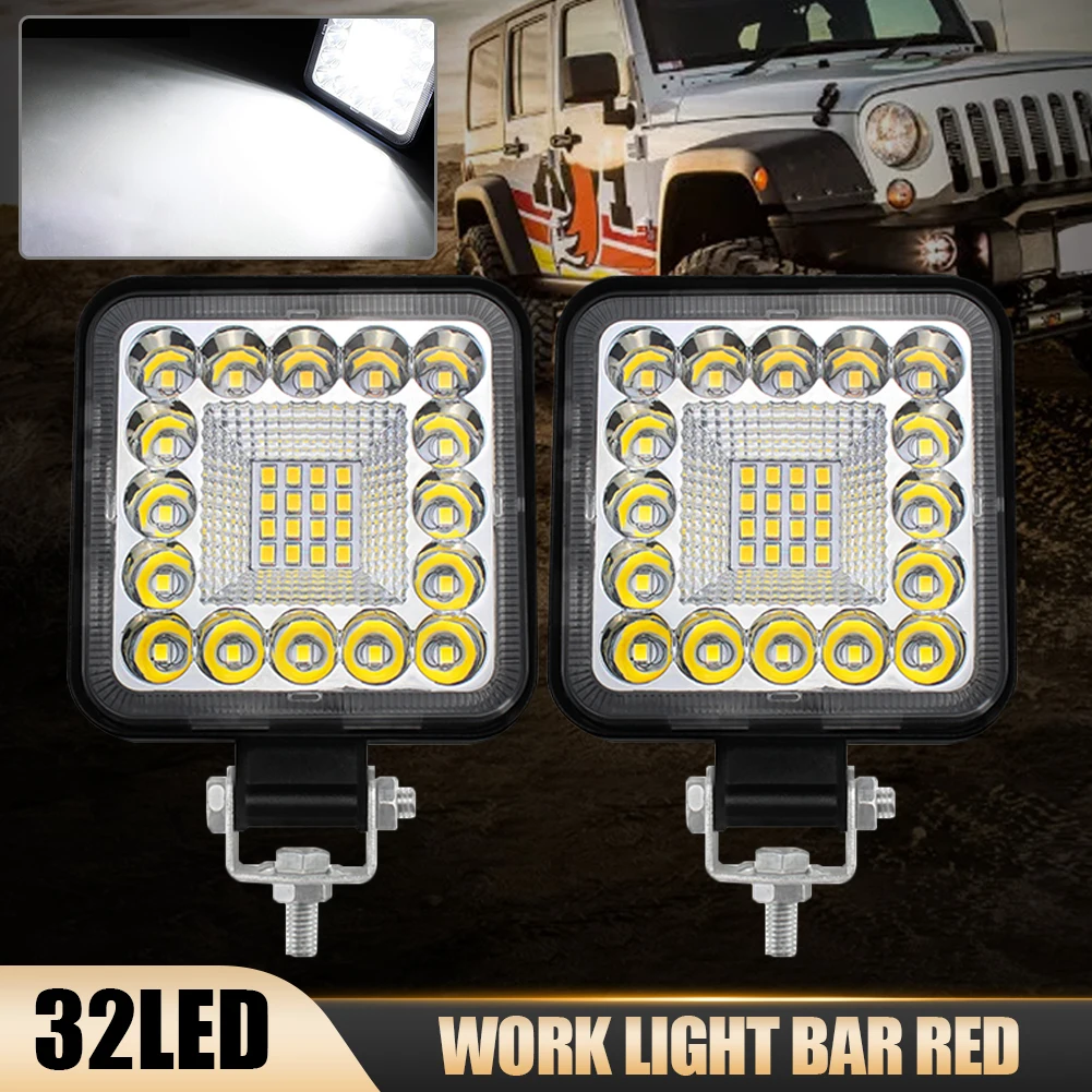 

3'' Mini Square LED Pod Work Light 32LED 96W Spot Light Driving Lamp 6500K White IP67 Waterproof LED Light for Car Offroad Truck