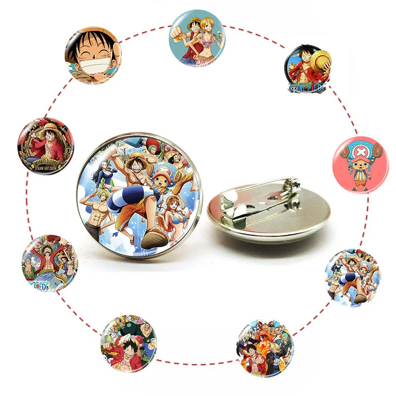 

New Cartoon Animation Creative Hot Selling One Piece Brooch Luffy Sorona Beauty Time Gem Metal Clothes Pin Badge Birthday Gift