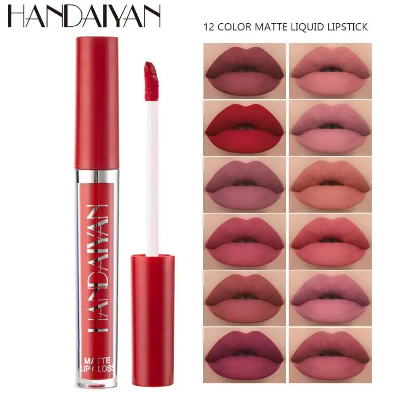 

HANDAIYAN 12 Color Lip Gloss Liquid Velvet Matte Waterproof Non-stick Cup Lip Gloss Lasting Beauty Cosmetics 2.5ml