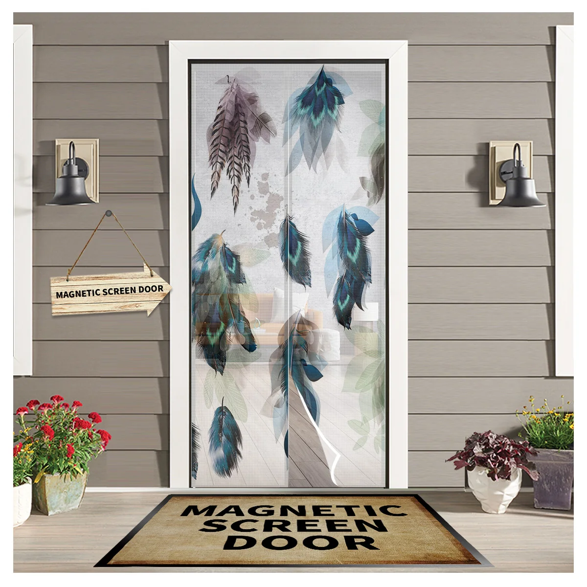 

Feather Beautiful Falling Door Curtain Magnetic Mosquito Net Curtains Bedroom Insect Door Screen Gauze Door Window Screens