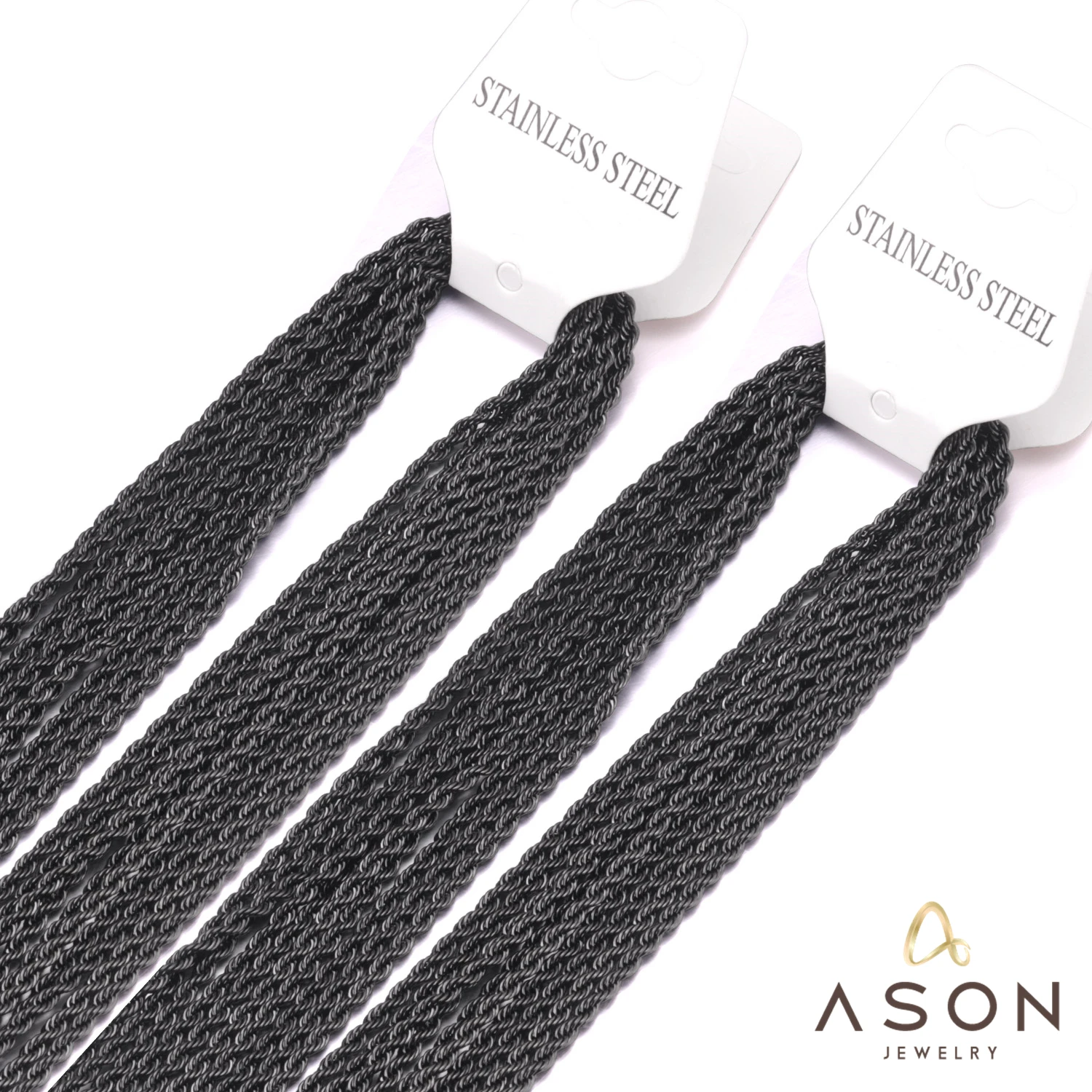 

ASONSTEEL 10Pcs/Lot Black Color Twist Chains Necklaces Width 2mm Cool Jewelry Stainless Steel Necklaces For Pendants Women/Men