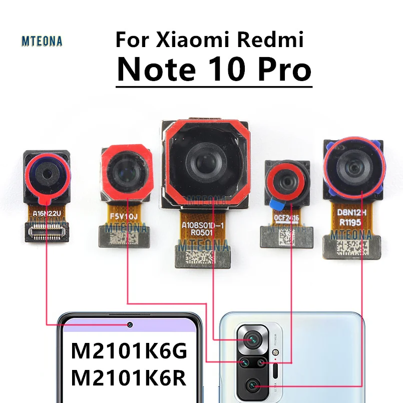 

Original Front Rear Main Camera For Xiaomi Redmi Note 10 Pro Front Selfie Facing Back Main Macro Depth Camera Flex Cable Parts