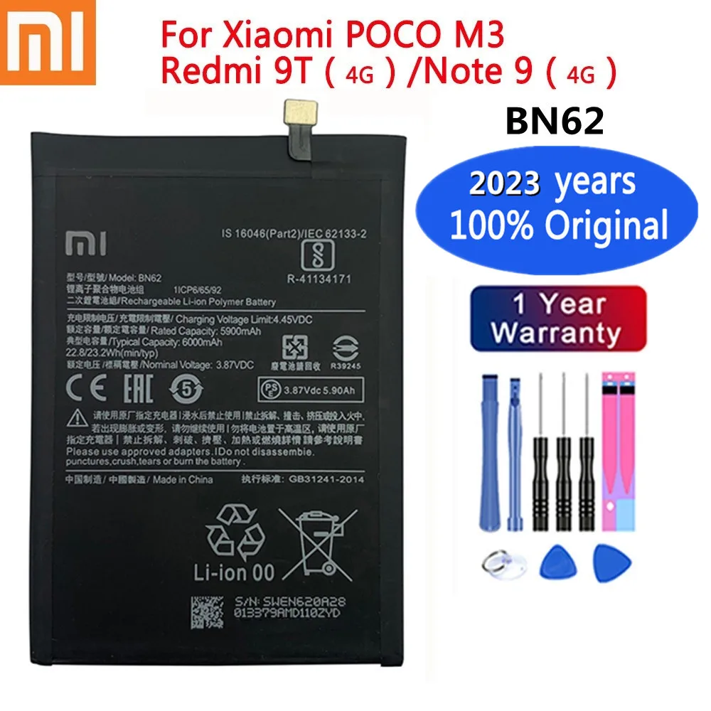 

Аккумулятор BN62 для Xiaomi POCO M3, Redmi Note 9, 4G, 9T, 2023 мАч