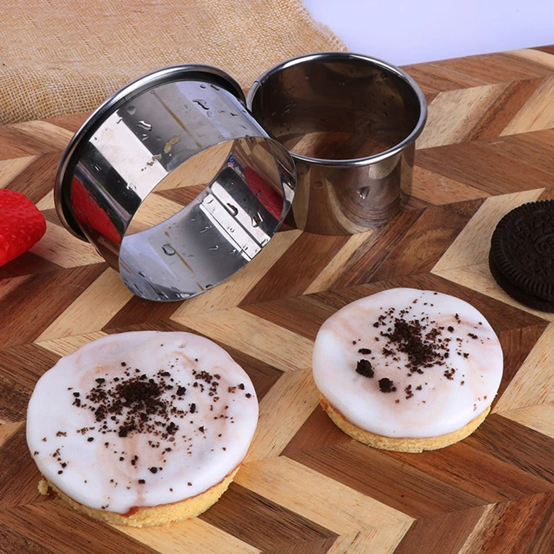 

5Pcs/Set Stainless Steel Round Cookie Biscuit Cutters Circle Pastry Cutters Metal Baking Circle Ring Molds for Kitchen DIY Mold
