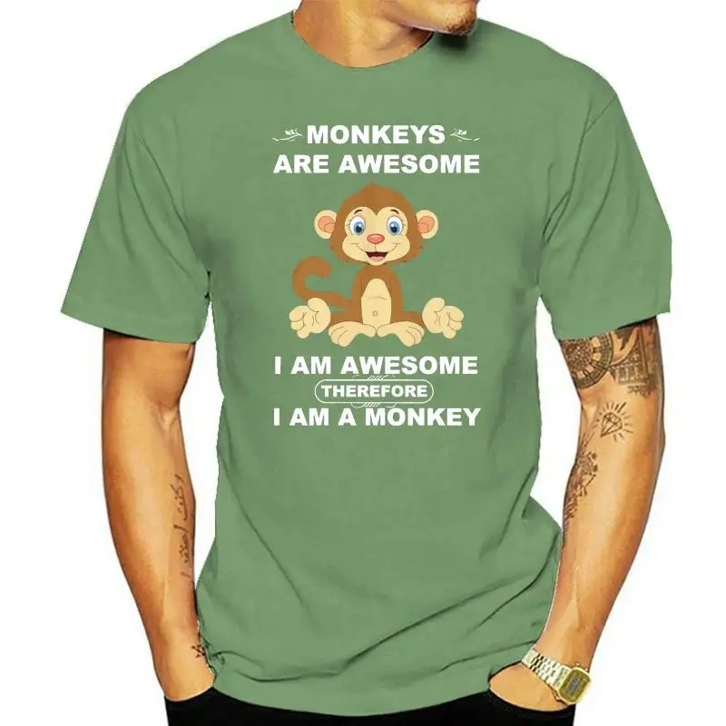 Monkeys Are Awesome - I Am Therefore A Monkey Популярная футболка без тегов Футболка с принтом