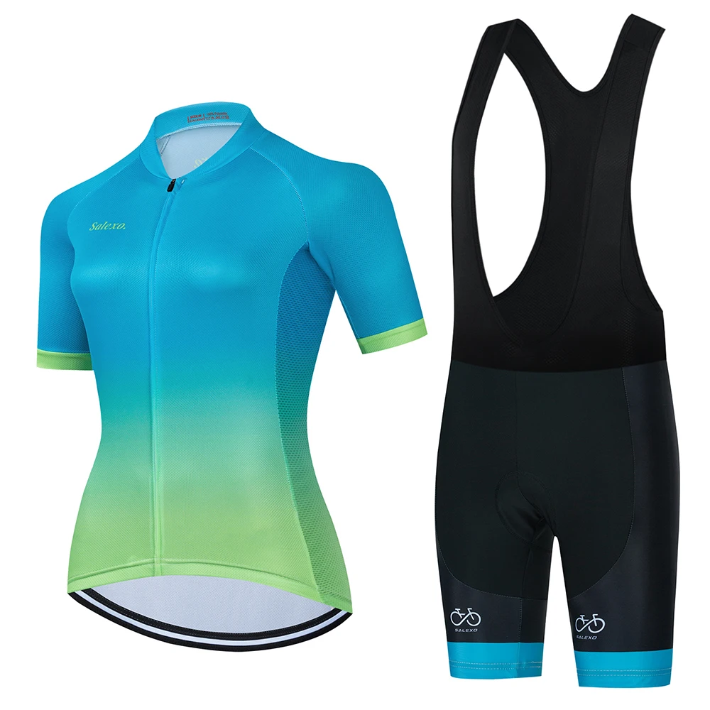 2022 Salexo Cycling Jersey Set Women New Summer Short Sleeve Shirt Bicycle Clothing MTB Maillot Ciclismo Bike Bib Shorts Set