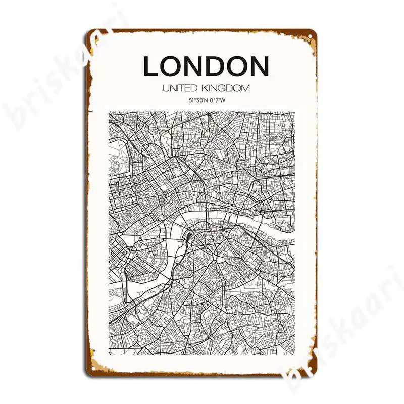 Карта Лондонского города, Англия, металлический плакат, Настенная пещера, Классические таблички, паб, фотоплакат