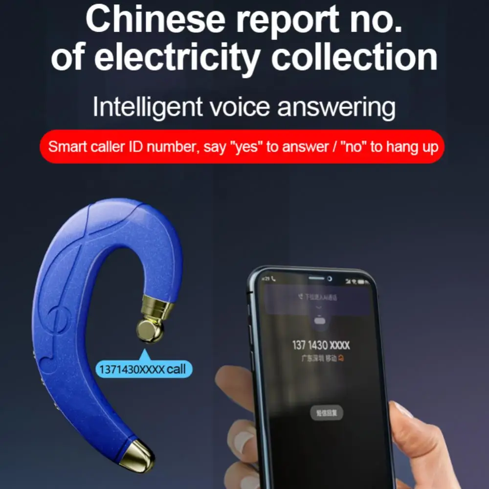 

С микрофоном деловая гарнитура с ушным крючком bluetooth-совместимость 5.2 беспроводные наушники-вкладыши дисплей батареи спортивные наушники