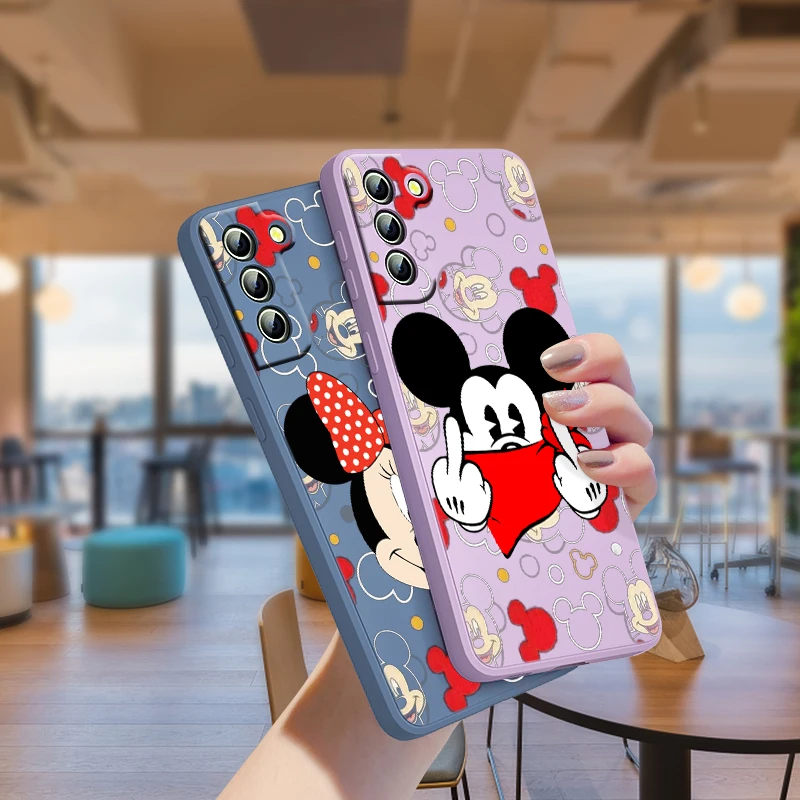 

Cartoon Minnie Mickey For Samsung A71 A51 A31 A21S A52 A32 A22 A12 A50 A30 A20 A10 A03S 5G Liquid Silicone Rope Phone Case