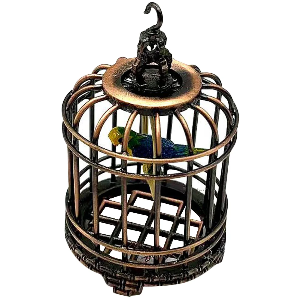 

Birdcage Mini Bird Cage Miniature House Model Ornament Decor Simulation Decorative Furniture Accessories Toy Adornment Metal