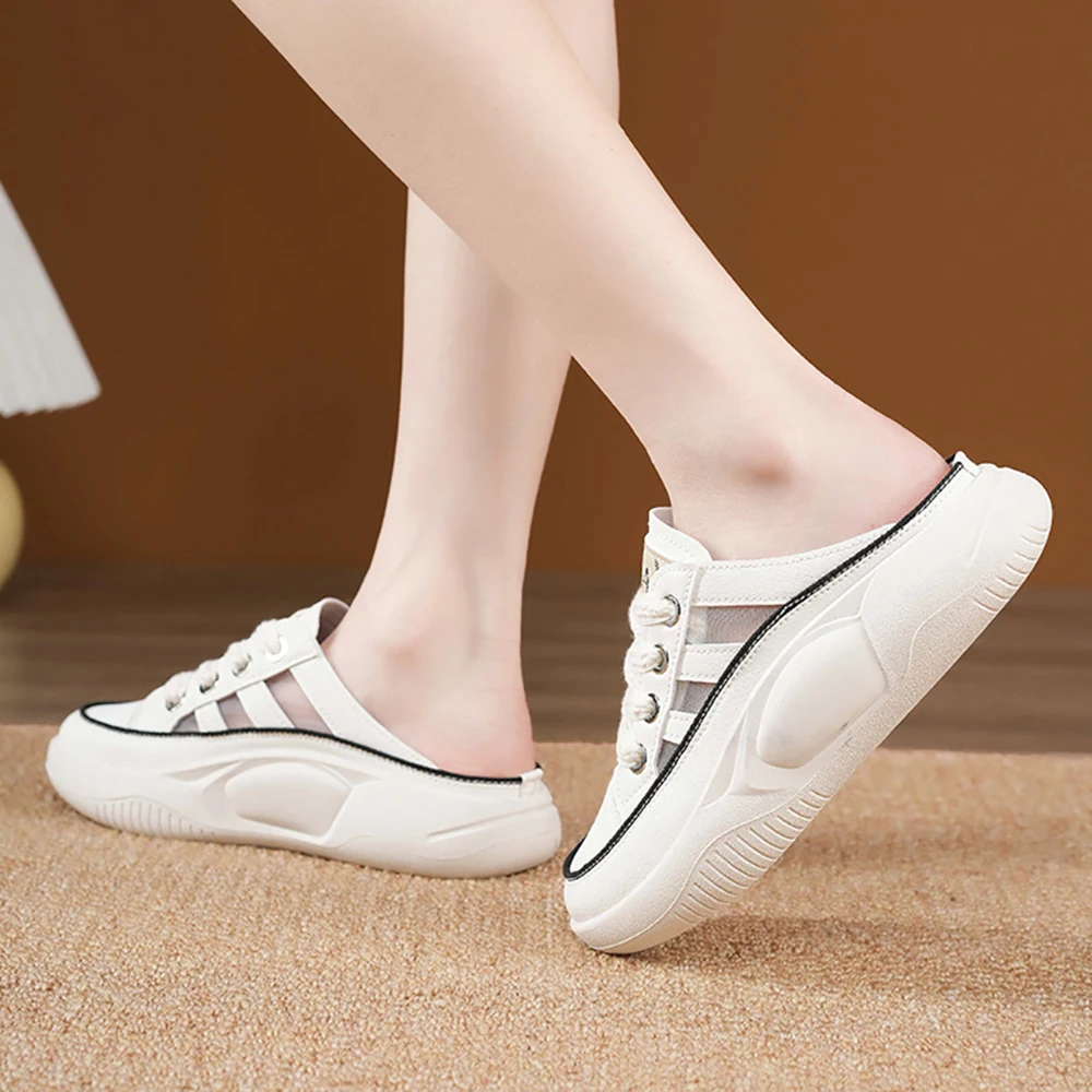 2023 Summer New Half To Small White Shoes Female Students Running Board Shoes Female Rocking Casual Slippers
