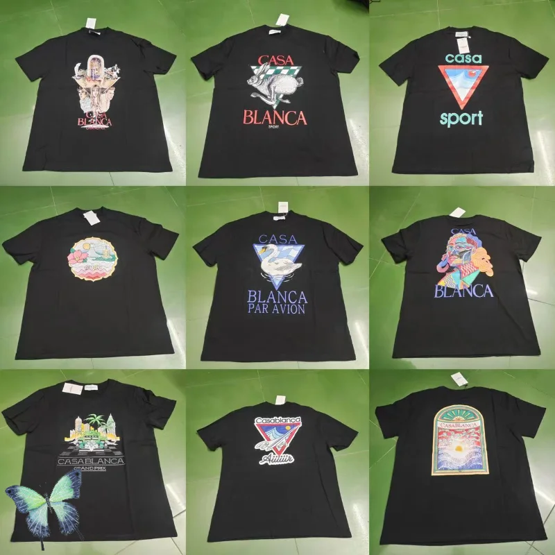 

Multi Color Real Photo CASABLANCA Collection T-shirt Men Women Casual Hawaiian Short Sleeve T Shirt