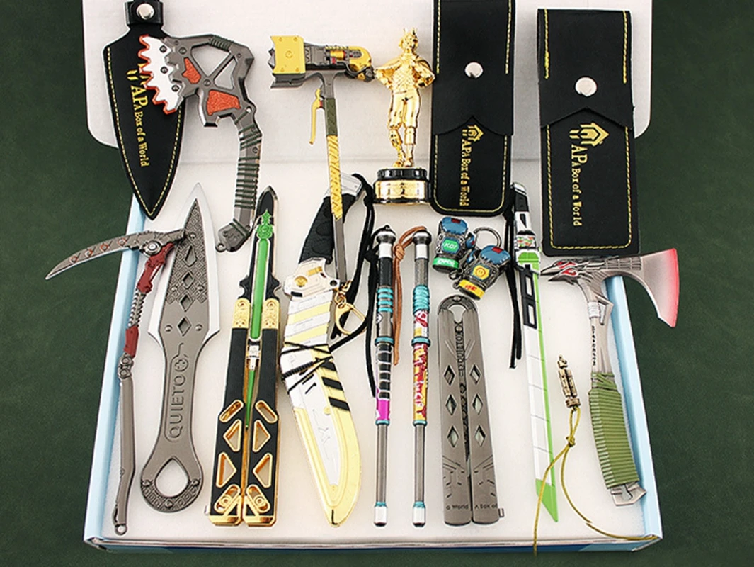 

Full 14pcs Set Apex Legendens Heirloom Wraith Kunai Bangalore Cosplay Weapon Action Figure Toys Collection for Halloween Gifts
