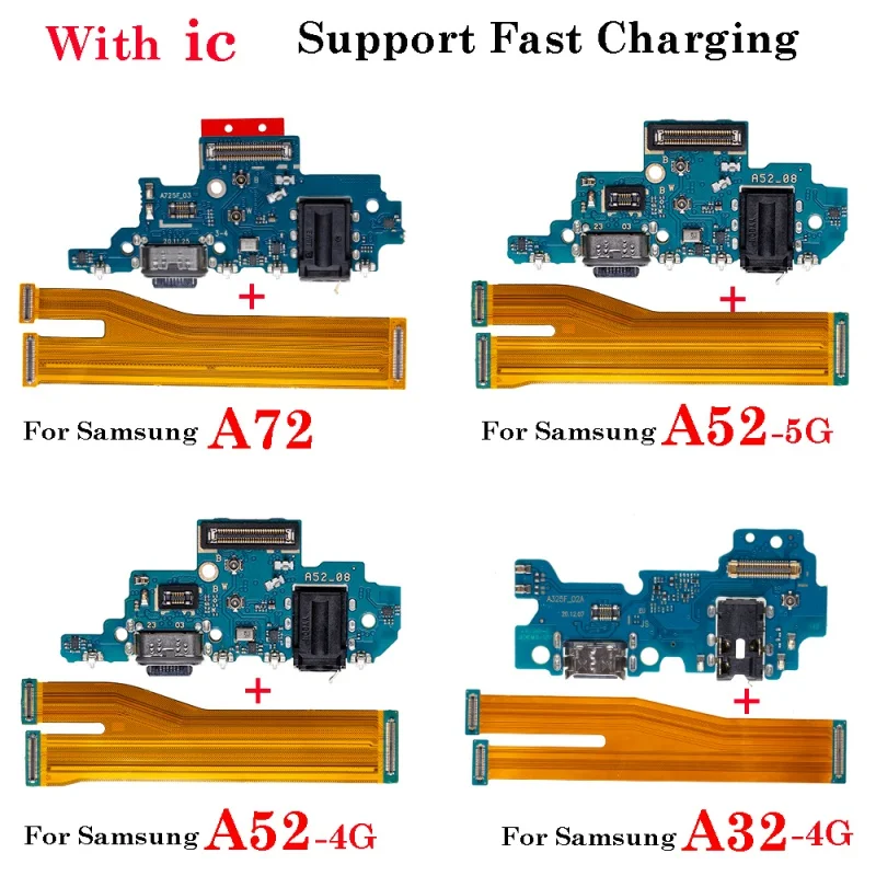 

For Samsung Galaxy A32 A52 A72 4G 5G USB Fast Charger Charging Port Flex A32 A52 A72 4G Mainboard Main Mother Board Flex Cable