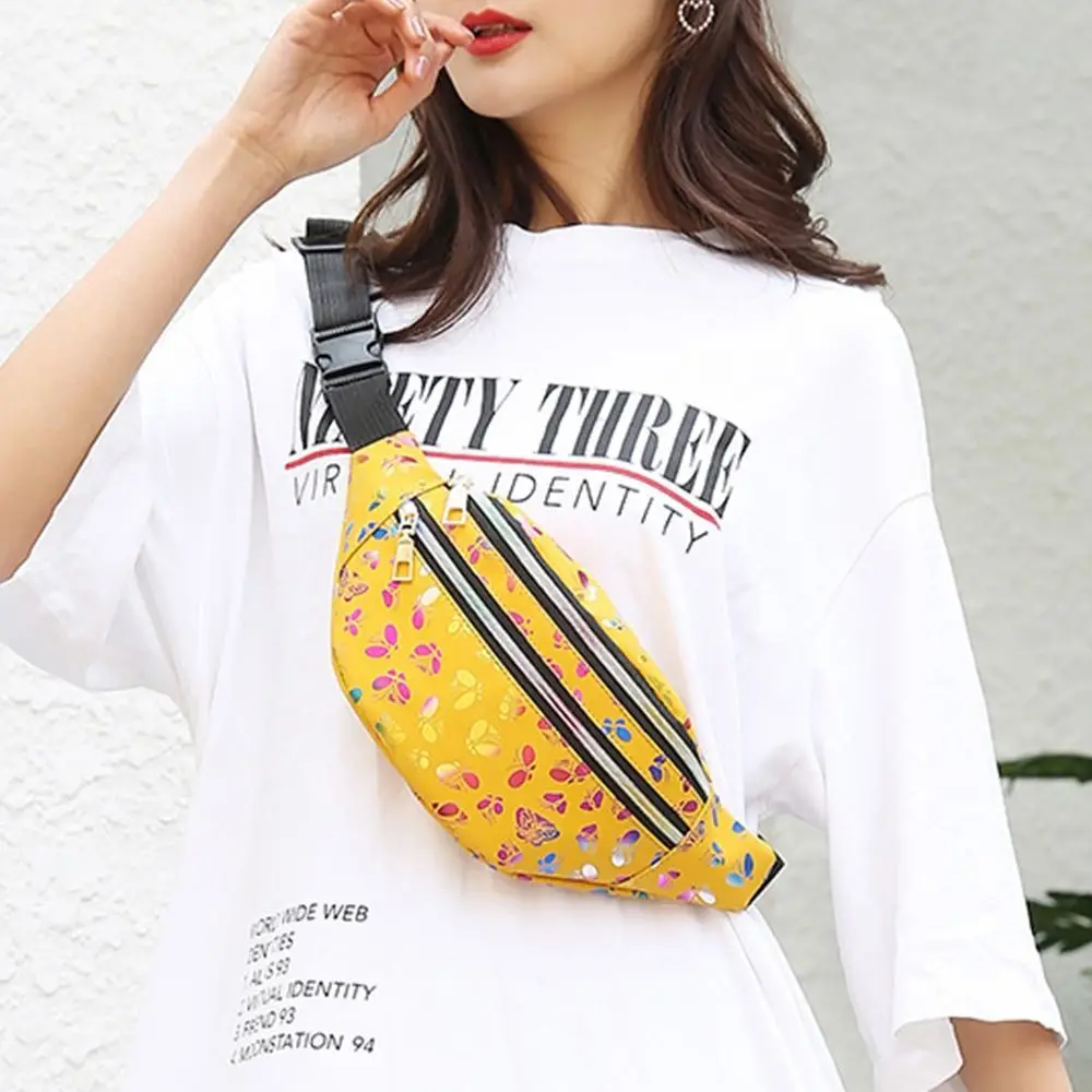 

Поясная Сумка для девушек, яркая поясная сумка на ремне для путешествий, яркий кошелек, модная нагрудная сумочка на двойной молнии
