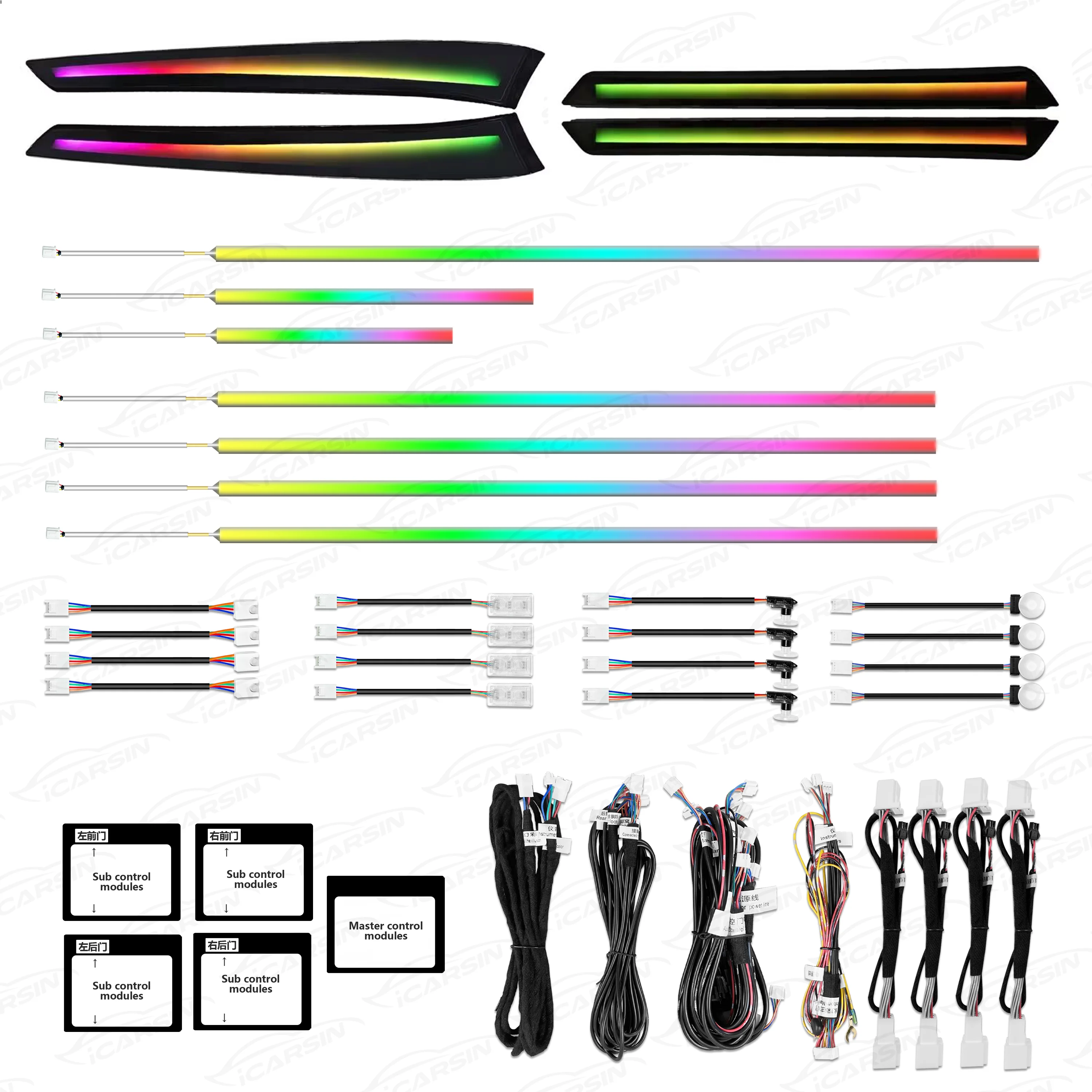 Модернизированная Светодиодная лента iCarsin 256 цветов для интерьера автомобиля