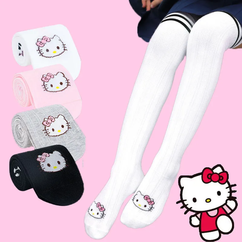 

2 Pairs Hello Kitty Children Socks Cartoon Sanrioed Kt Cat Over Knee Thigh High Socks Girls Long Socks Over The Knee Stockings