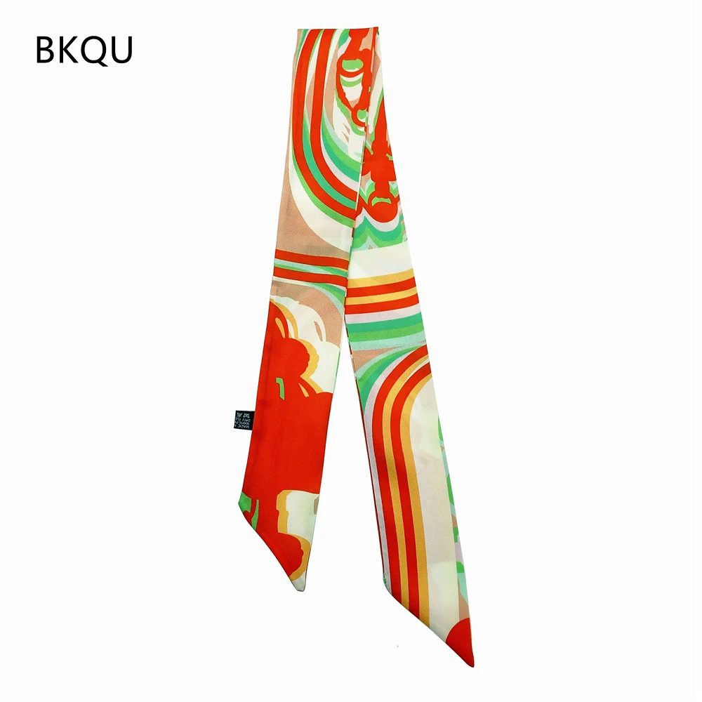 

Elegant Women's Hair Scarf Headwear Tie Hair Ribbon Fashion Bags Handles Accessories Neckerchief Ladies Narrow Long Scarves