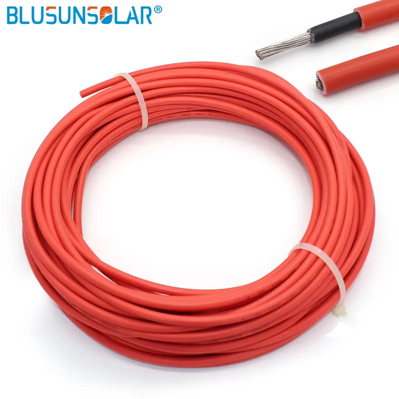 

10 Meters/Roll 6mm2 10AWG Solar Cable Red and Black Pv Cable Wire Copper Conductor XLPE Jacket TUV EN50618 Free Shipping