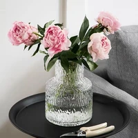 european style glacial glass vase ins wind transparent vase hydroponic rose dry flower large mouth vase living room decoration