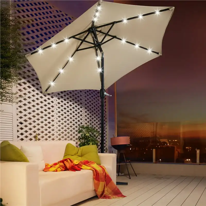 

MART 7.5ft Patio Umbrella with LED Lights, Tan