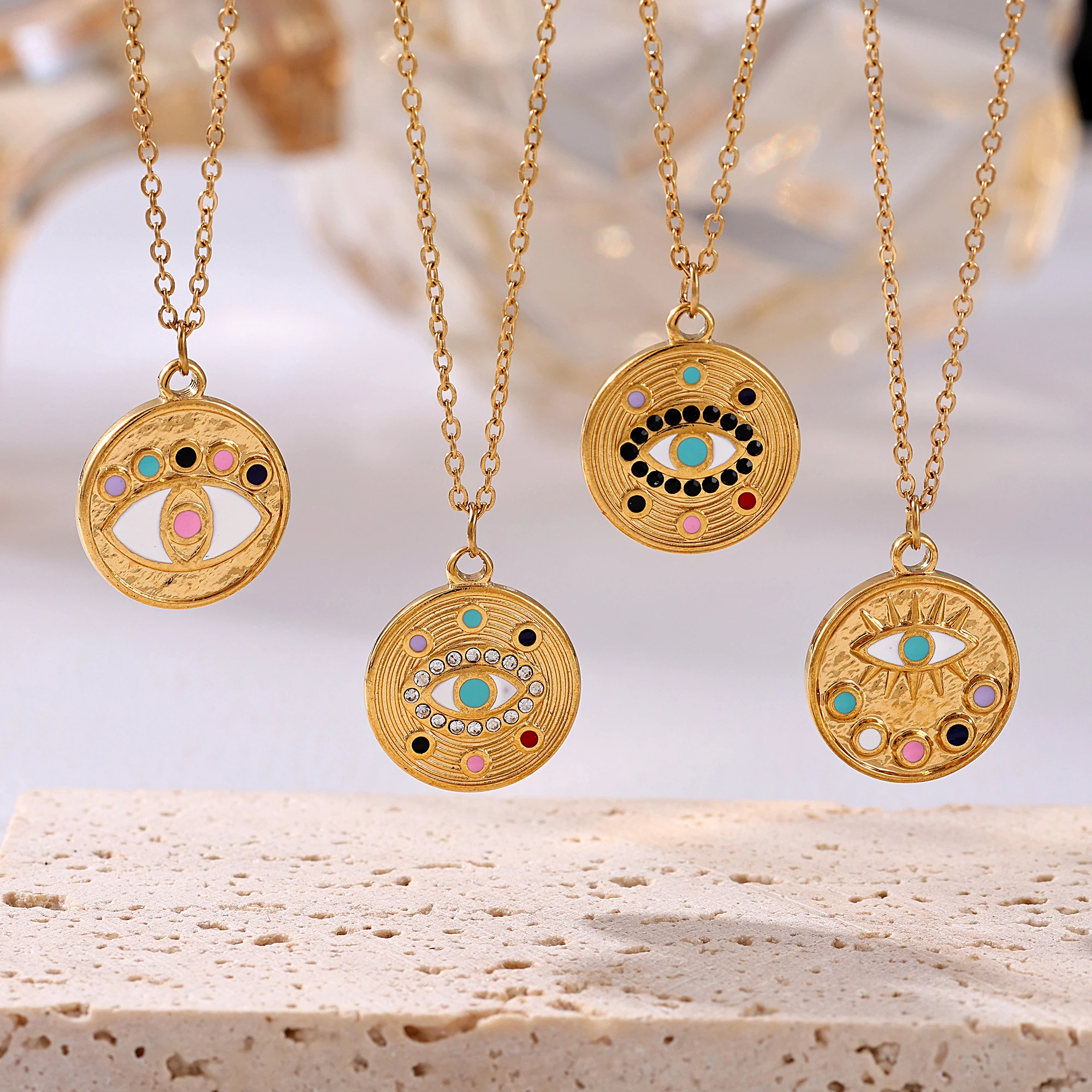 Ожерелье из нержавеющей стали с эмалью