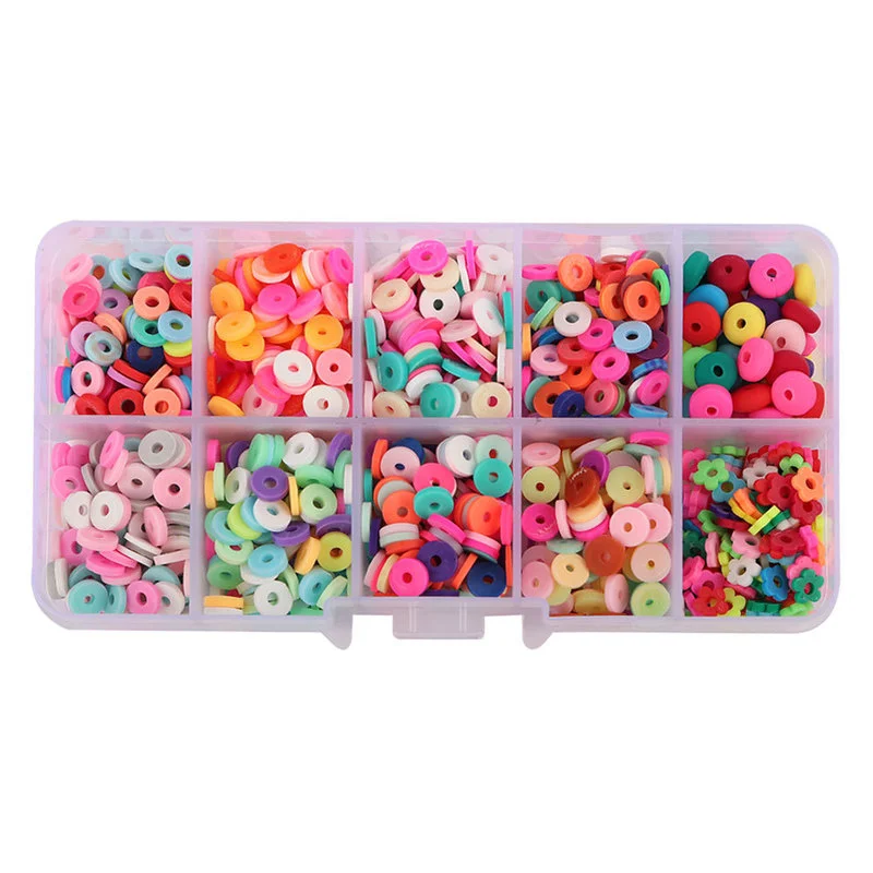 

DIY Soft Pottery Beaded Toy 10 Grid Color Soft Pottery Set 6mm Soft Pottery Piece Soft Pottery Flower Bohemian Bracelet Material
