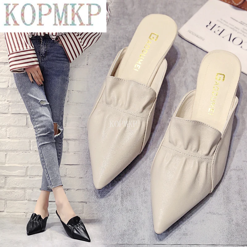 

2022 Slip-On Women Slippers Wear Thin Heels with Heels Baotou Sandals Slippers Breathable Wild Fashion High Heels Women Shoes