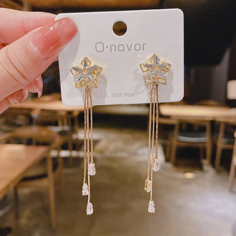 

25 Silver Needle Star Fringe Earrings 2020 New Tide French Online Celebrity Ins Long Earrings Earrings Women Korean Fashion