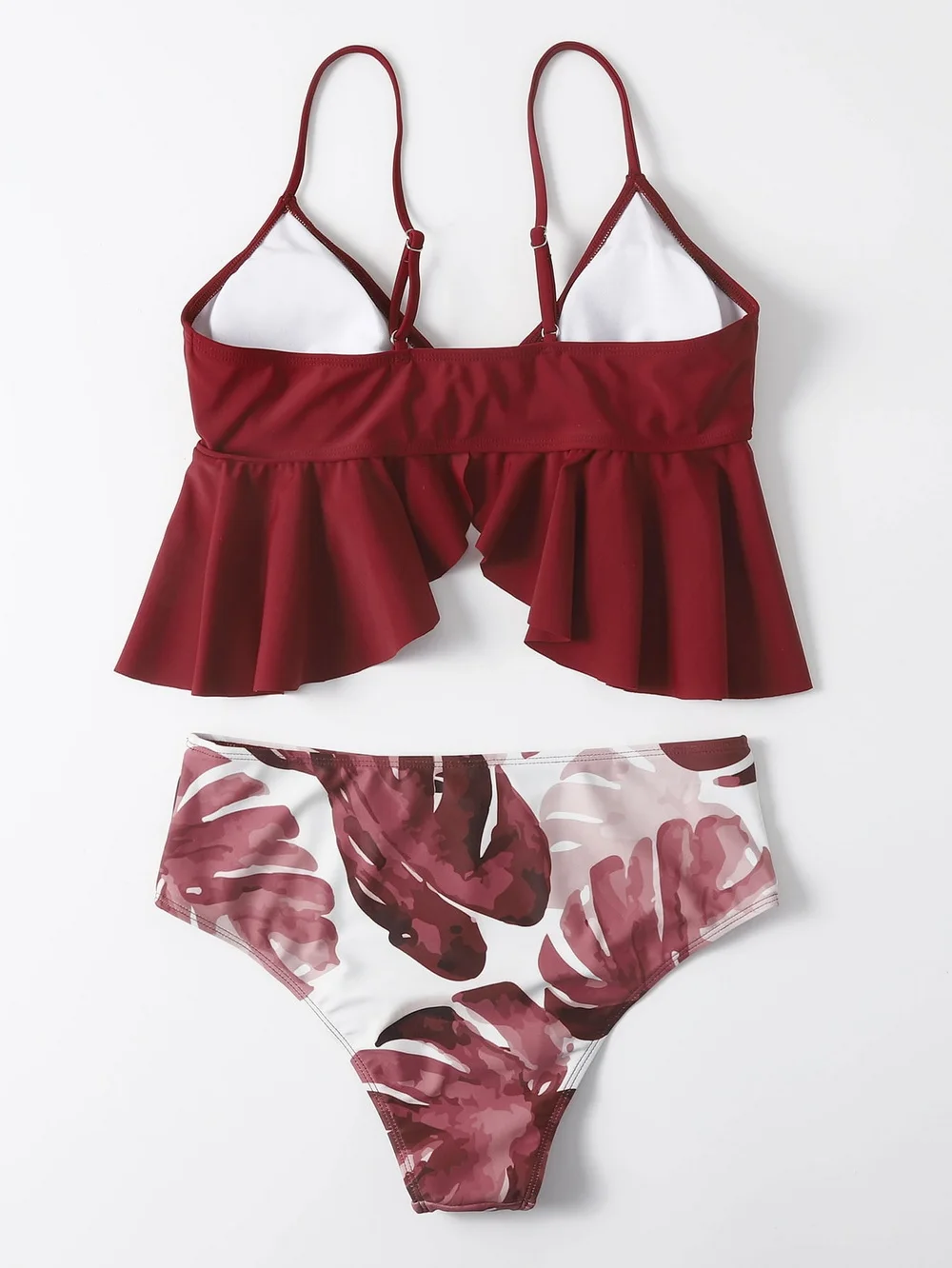 Бикини Melphieer с оборками новый купальник принтом листьев женский 2022 года высокой