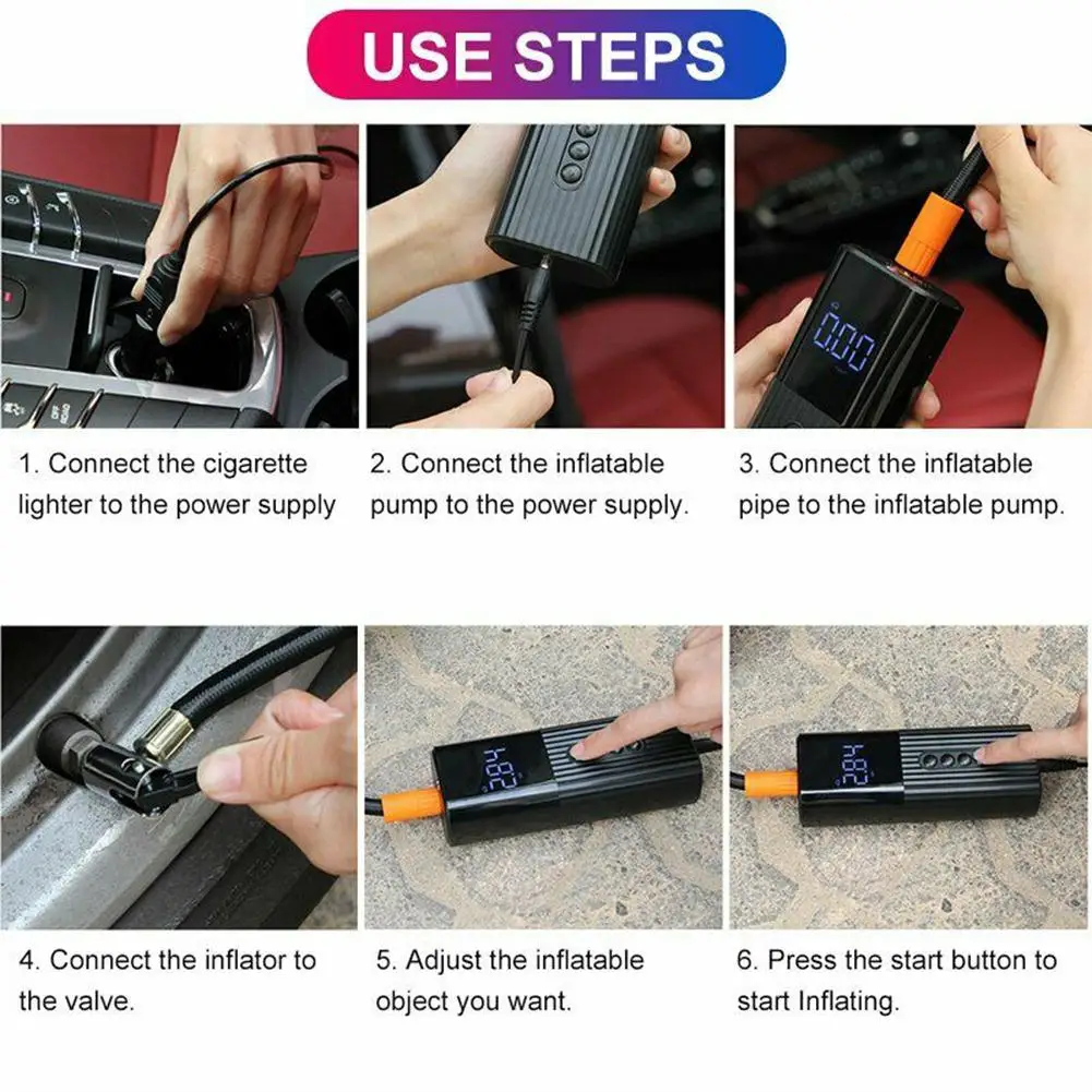 Автомобильный насос на надувные шины Car Inflatable Pump Air Compressor Tyre Inflator Portable Mini Wired Digital Display For Automobiles Bicycle Balls on.