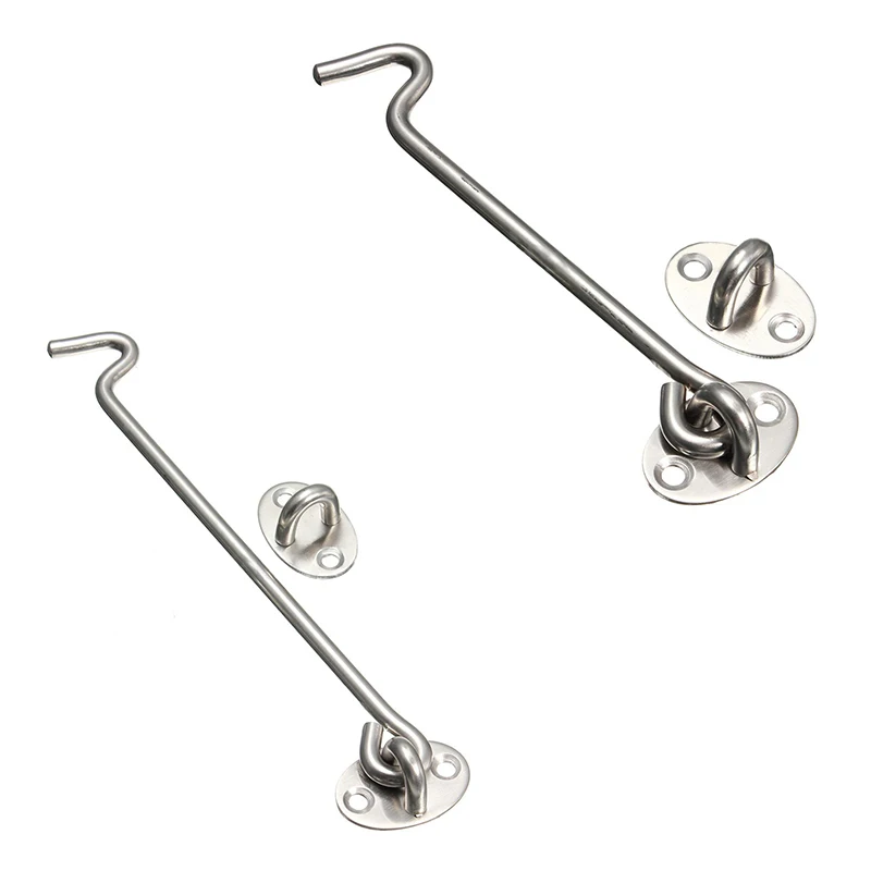 

Stainless Steel Cabin Hook And Eye Latch Lock Shed Gate Door Catch Silent Holder Size:8Inch