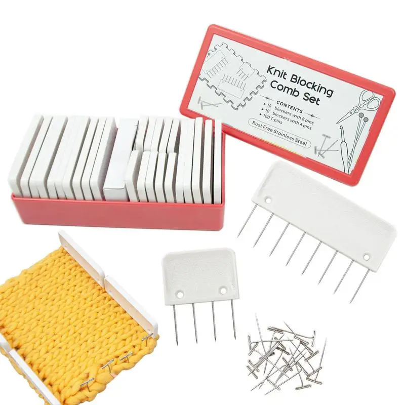 

Блокировочные штифты, набор инструментов для вязания и штифтов «сделай сам», для вязания крючком или вышивки, дополнительные 100 т-образных штифтов для использования с блокировочными ковриками