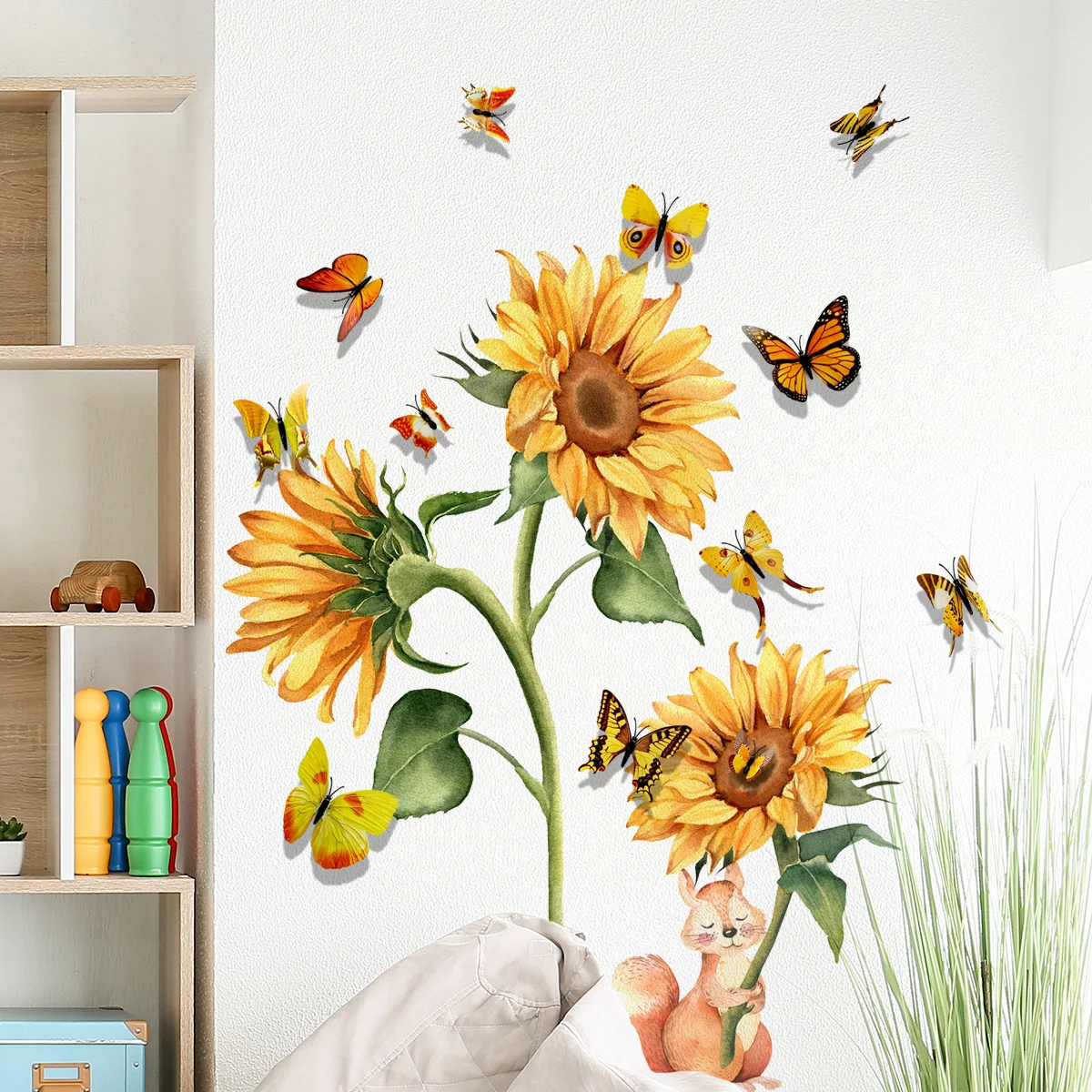 Zollor наклейки с подсолнухами Plus 12 трехмерные желтые бабочки украшение для комнаты