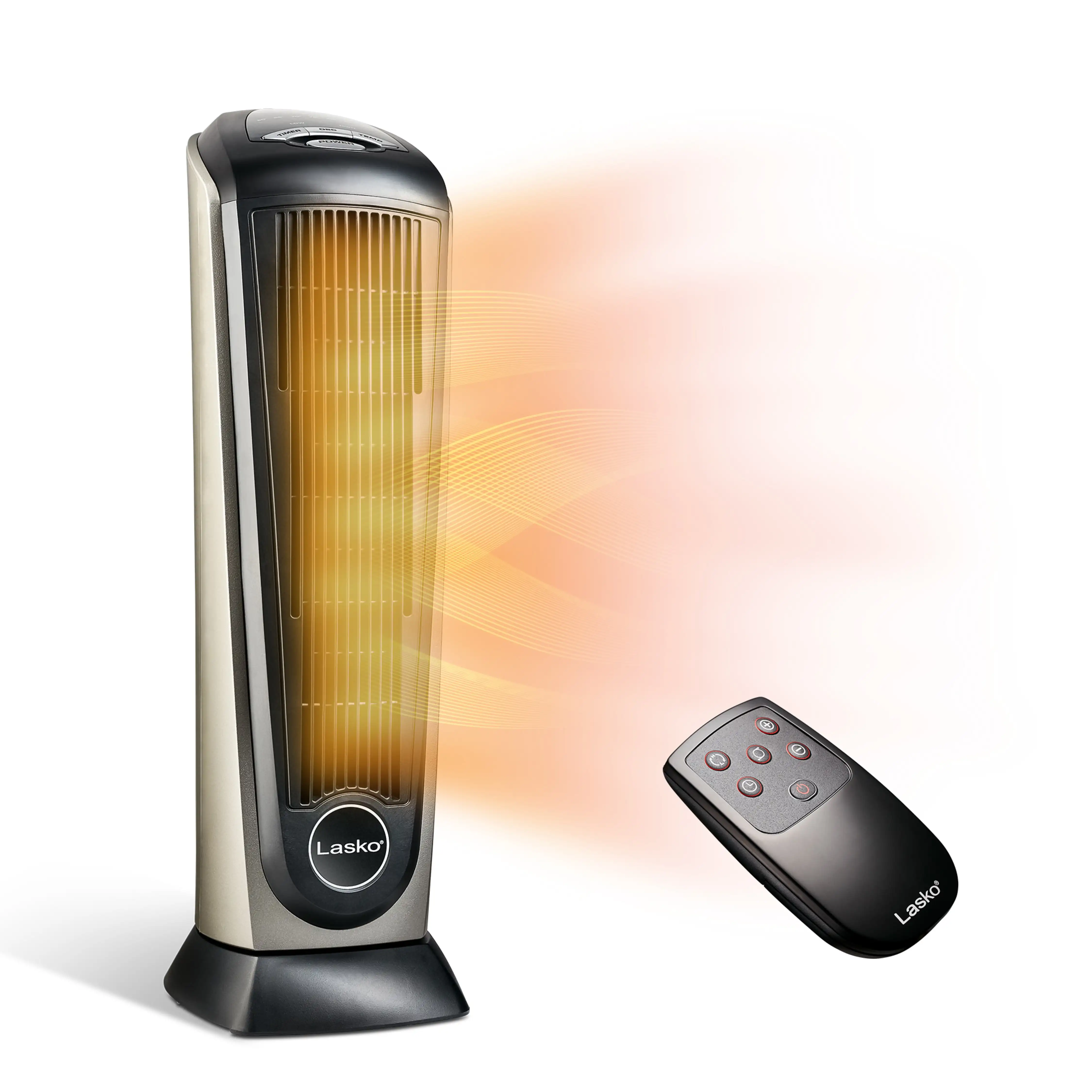 1500W  Oscillating Ceramic Tower Space Heater with Remote Control, 751320, Black