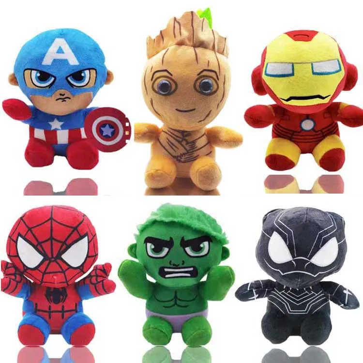 

Disney Marvel The Avengers Plush Captain America Panther Groot Rocky Spiderman Iron Man Hulk Cartoon Anime Stuffed Doll Kid Gift