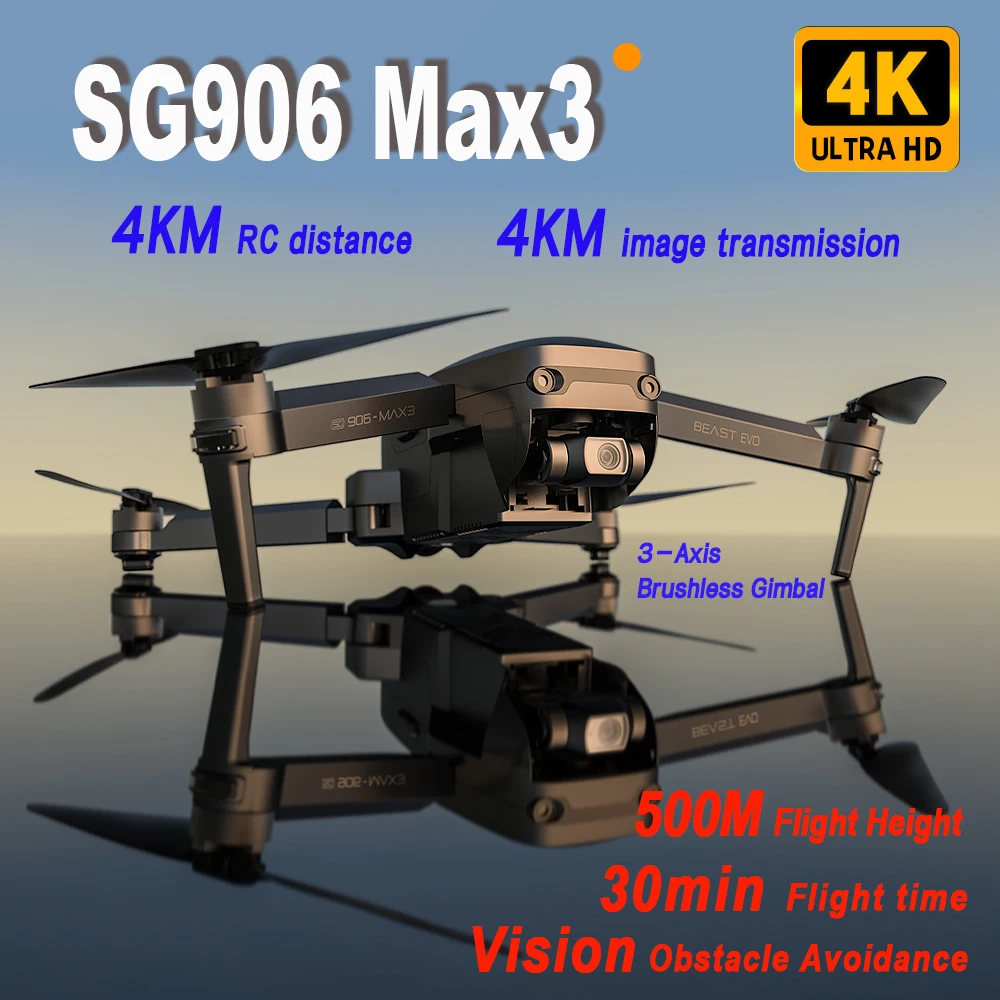 

SG906 MAX2/MAX3 4K Professional Camera Drone With FPV EIS GPS 4KM 3-Axis Gimbal Brushless Obstacle Avoidance SG906 RC Mini Dron