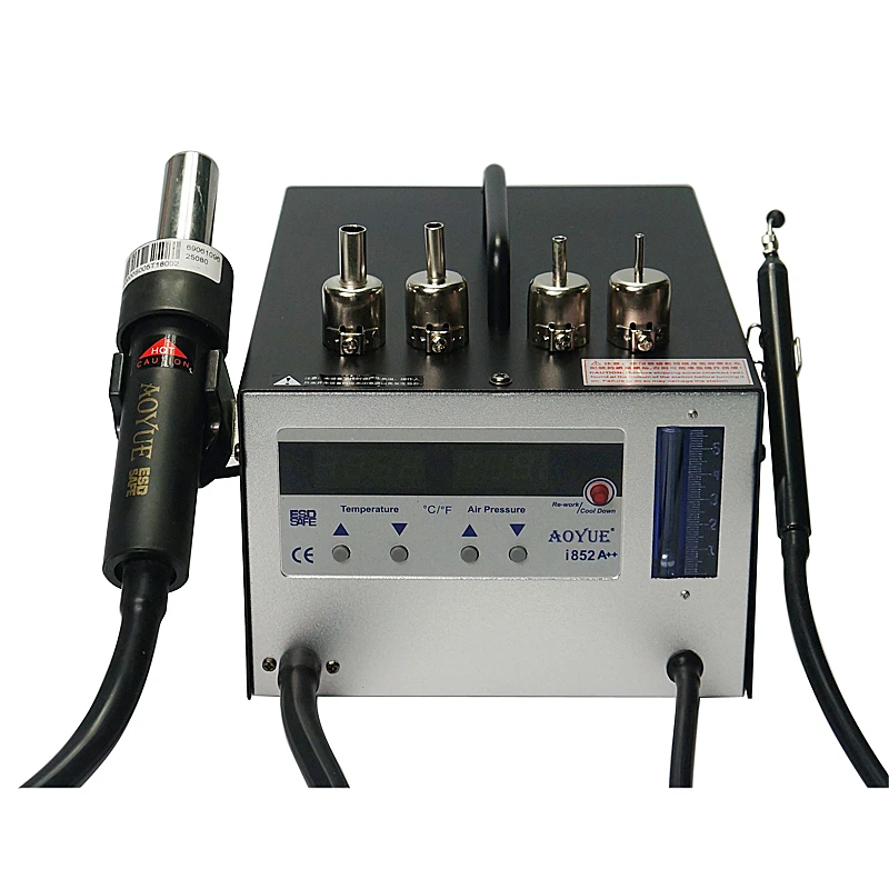 

LY AOYUE 852A++ 2 IN 1 Hot Air Gun & Solder Iron LED Digital Soldering Station Electric Soldering Iron for PCB IC SMD BGA