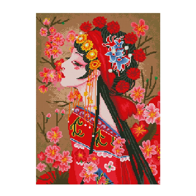 

Joy Sunday Cross Stitch Kit 9CT 11CT 14CT Beijing Opera Stamped Cross Stitch Kits Embroidery Needlework Sets Magic Stitch