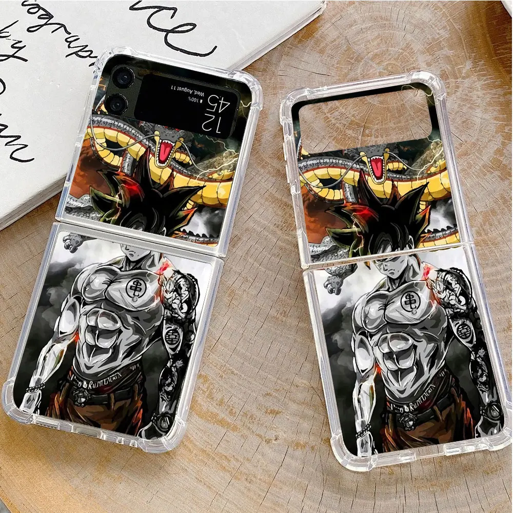Роскошный чехол Dragon -Ball для Samsung Galaxy Z Flip 4 3 5G Funda 5 прозрачный жесткий ударопрочный