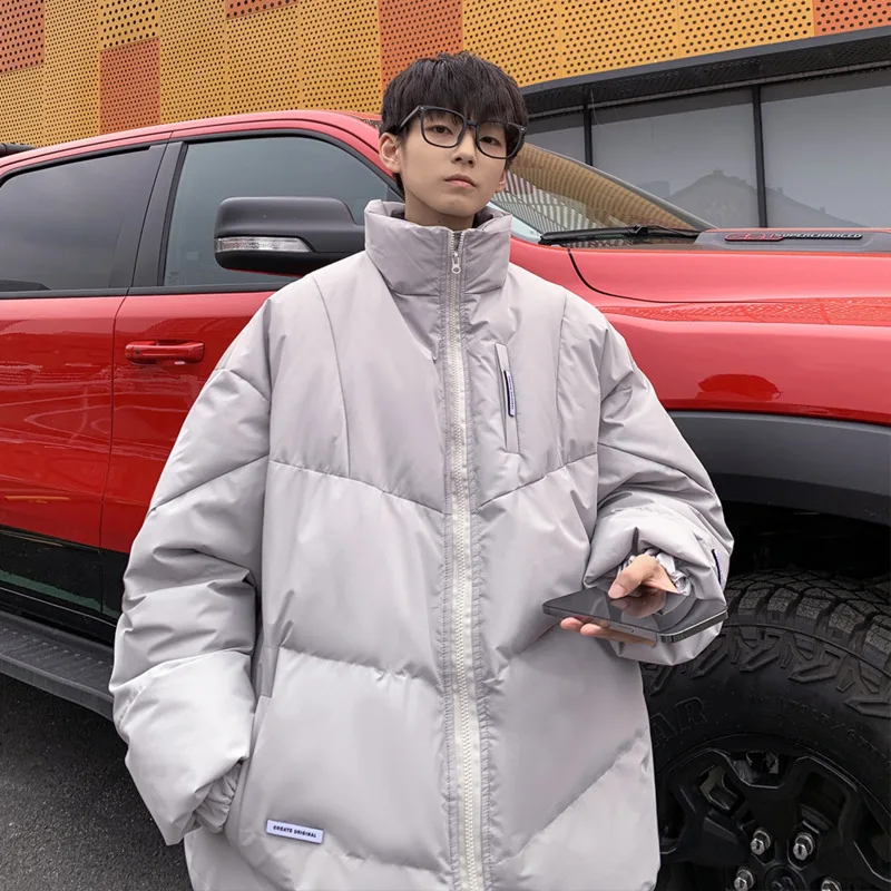 Winter Jacket Men Warm Fashion Grey Black Oversized Thicken Jacket Men Streetwear Korean Loose Thick Short Coat Mens Parker