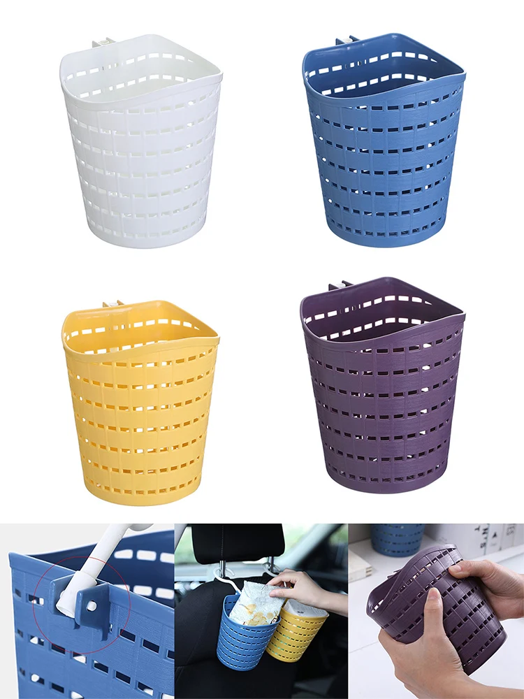 

Plastic Hollow Rotating Storage Basket With Hook Sundries Organizer Wall Hanging Shelf For Kitchen Bathroom Sundries Organizer