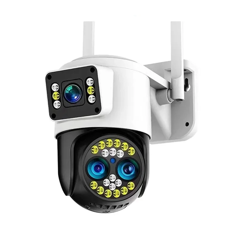 Security Camera Outdoor Wifi 4K 8MP Two Lens Screen Wireless 10X Zoom Way Audio Detection